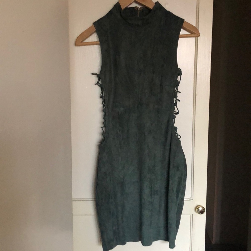 Green suede dress